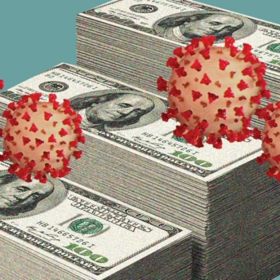 Photo of virus and money